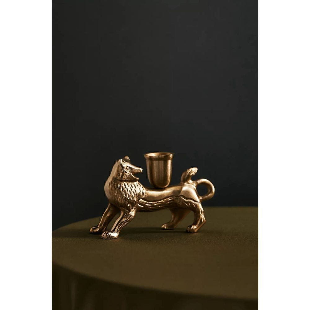 ANTHROPOLOGIE Lion Candle Holder House of Hackney Menagerie Taper Gold NEW